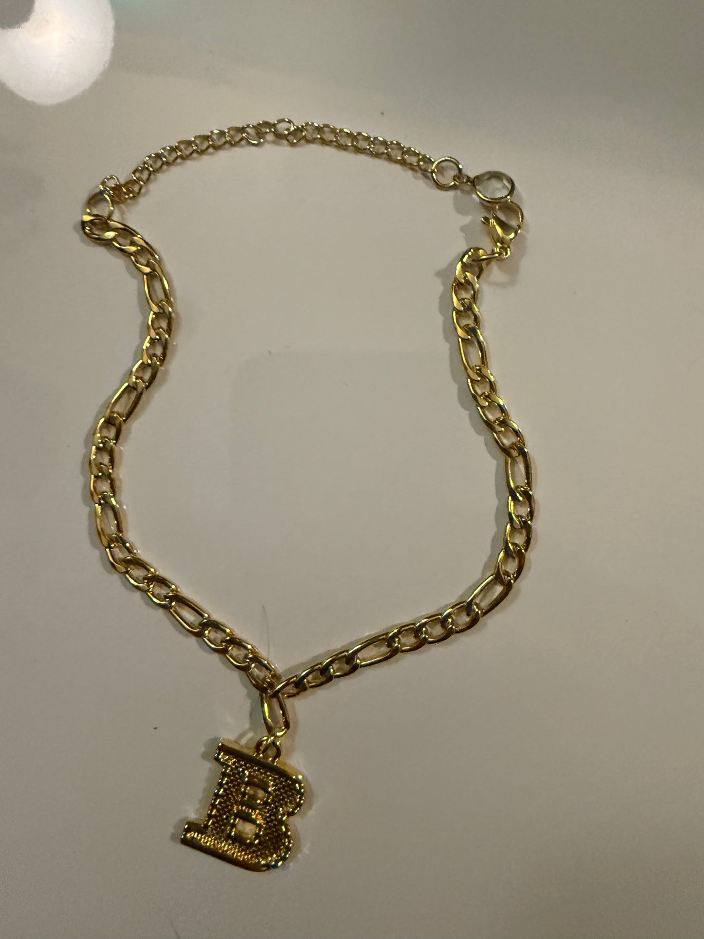14k Gold Plated Initial B Anklet