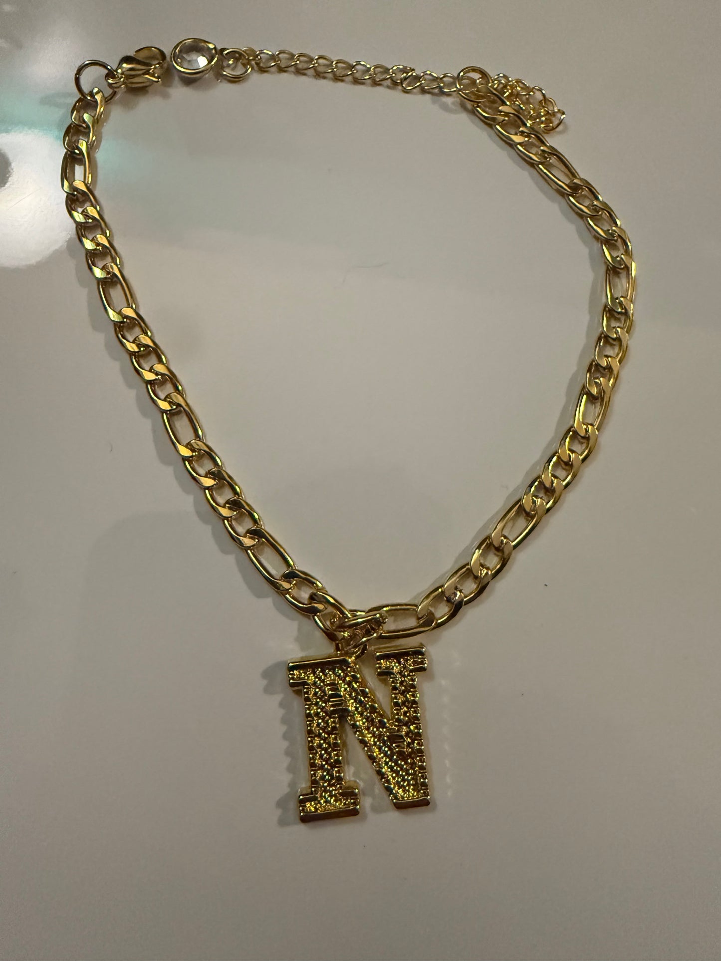 14k Gold Plated Initial N Anklet