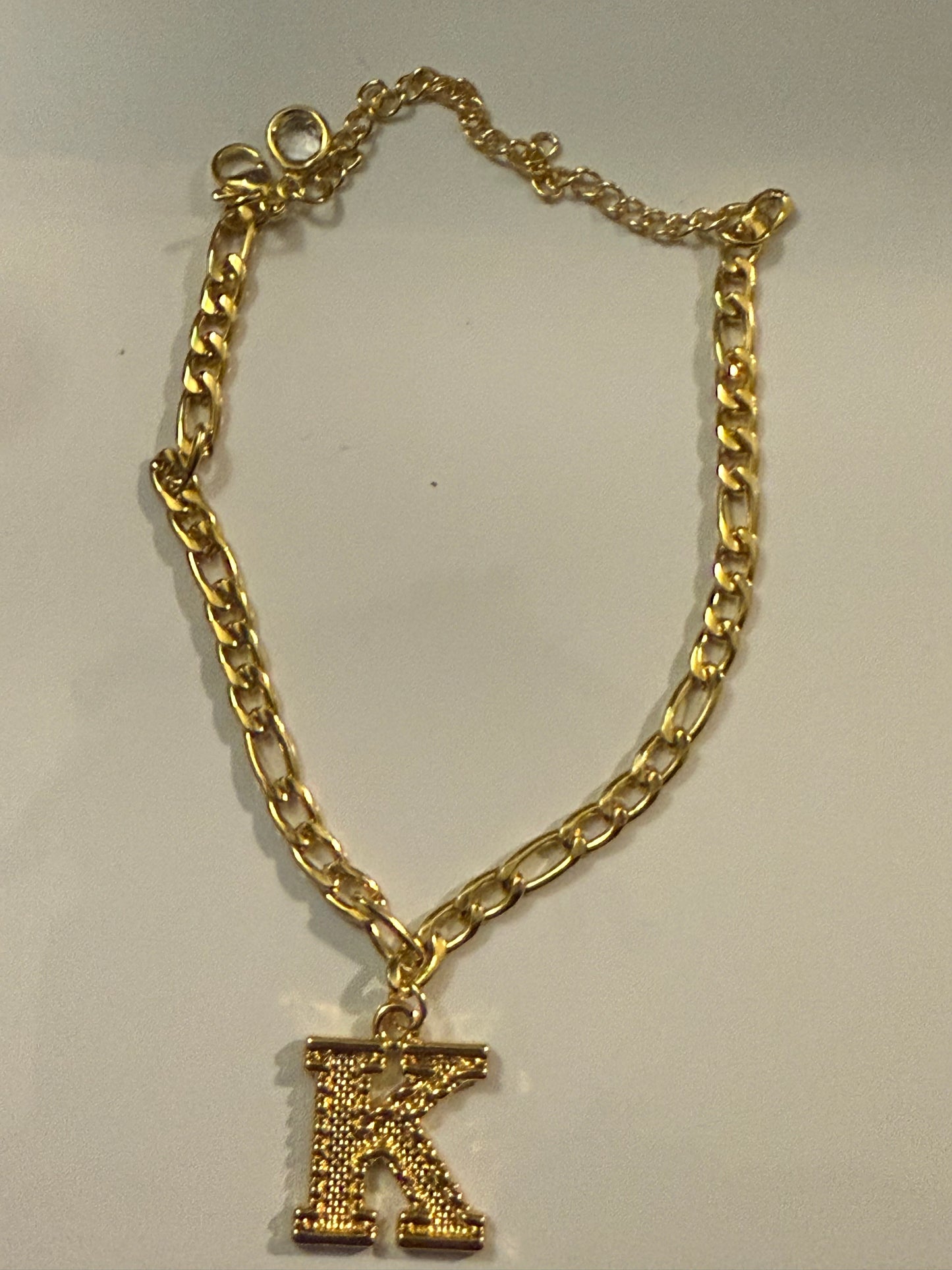 14k Gold plated Initial K Anklet