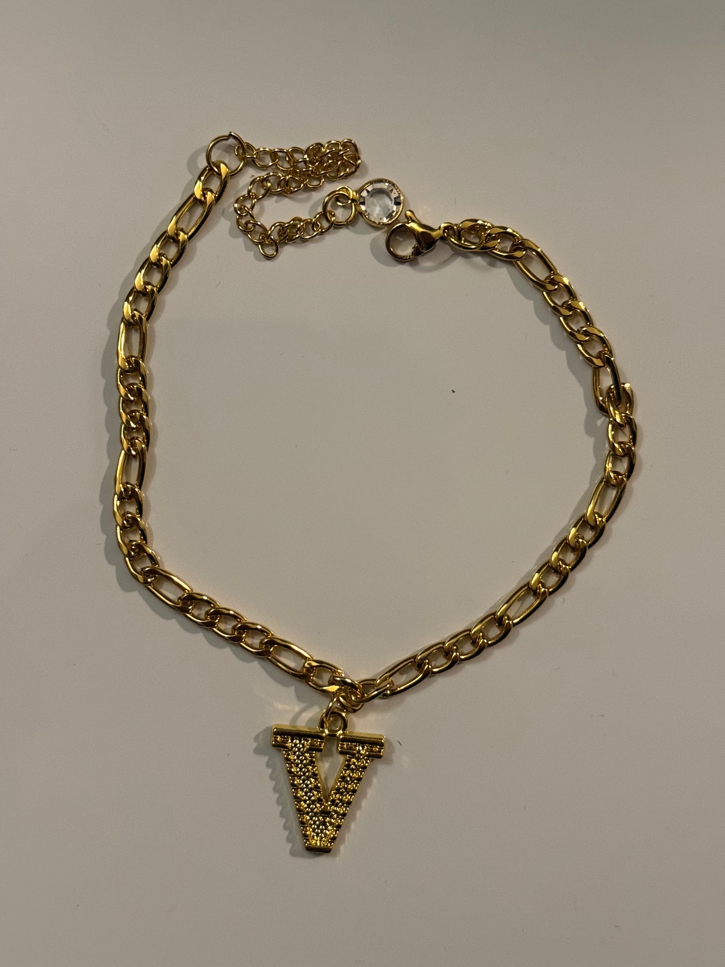 14k Gold Filled Initial V Anklet