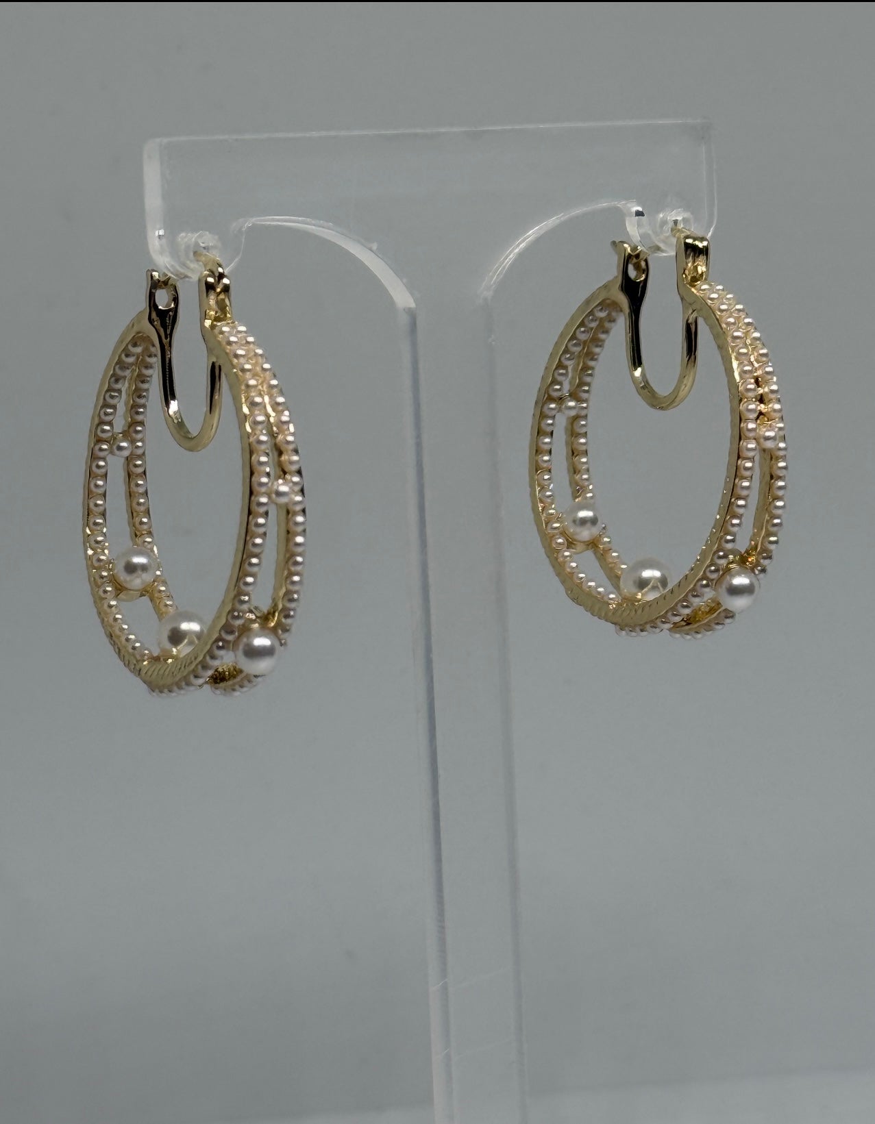 Double Hoops with Pearls
