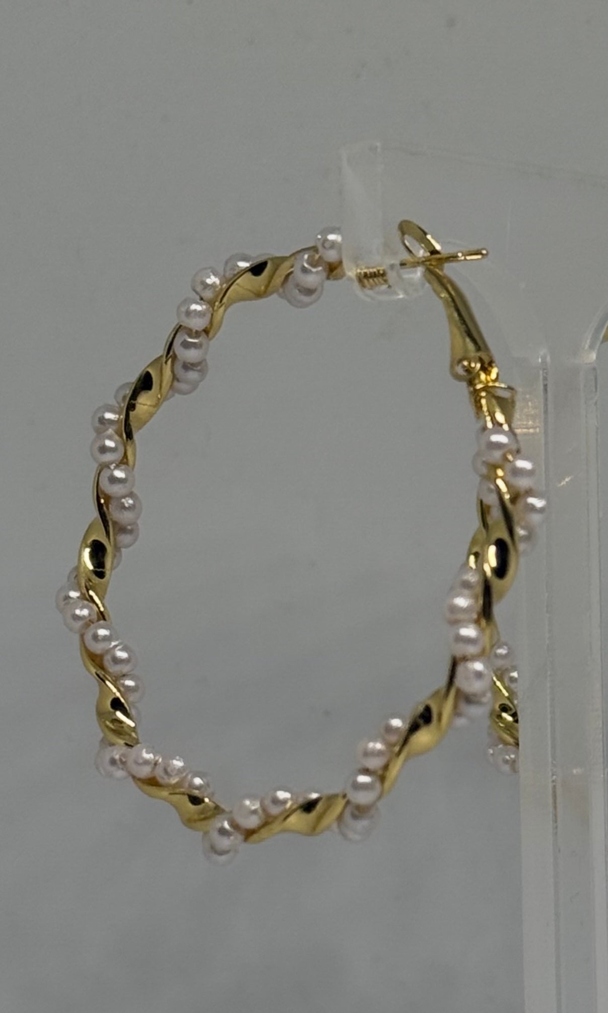 Large Pearl Twist Hoops