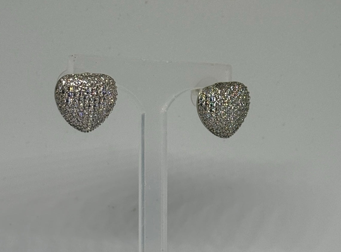 Silver Bling Heart Earring