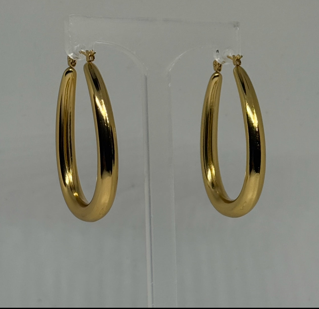 Gold Oval Hoops