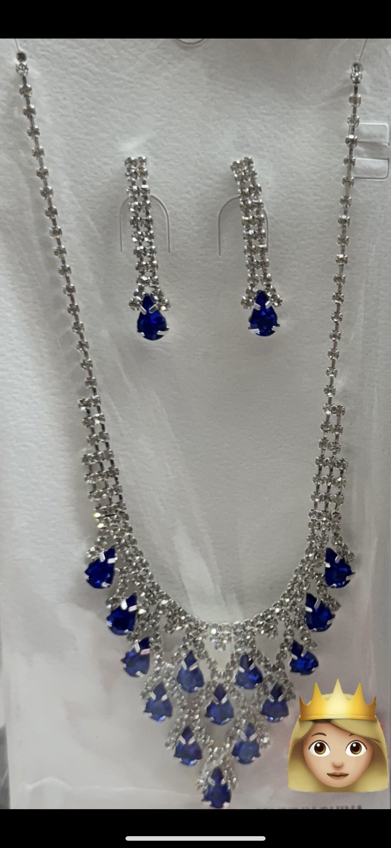 Blue Tear Drop Neckalace Set