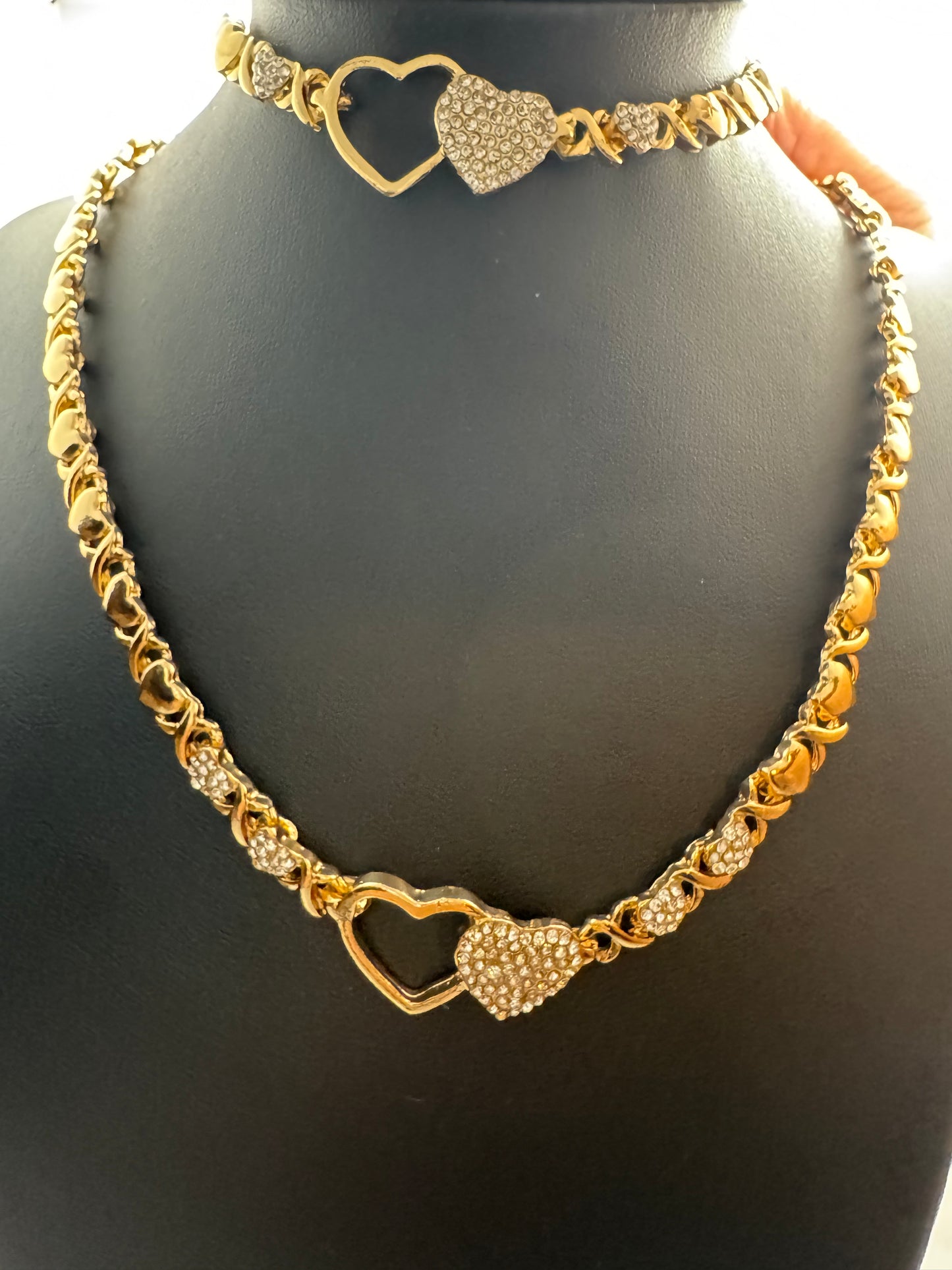 Hallow heart Neckalace & Bracelet Set