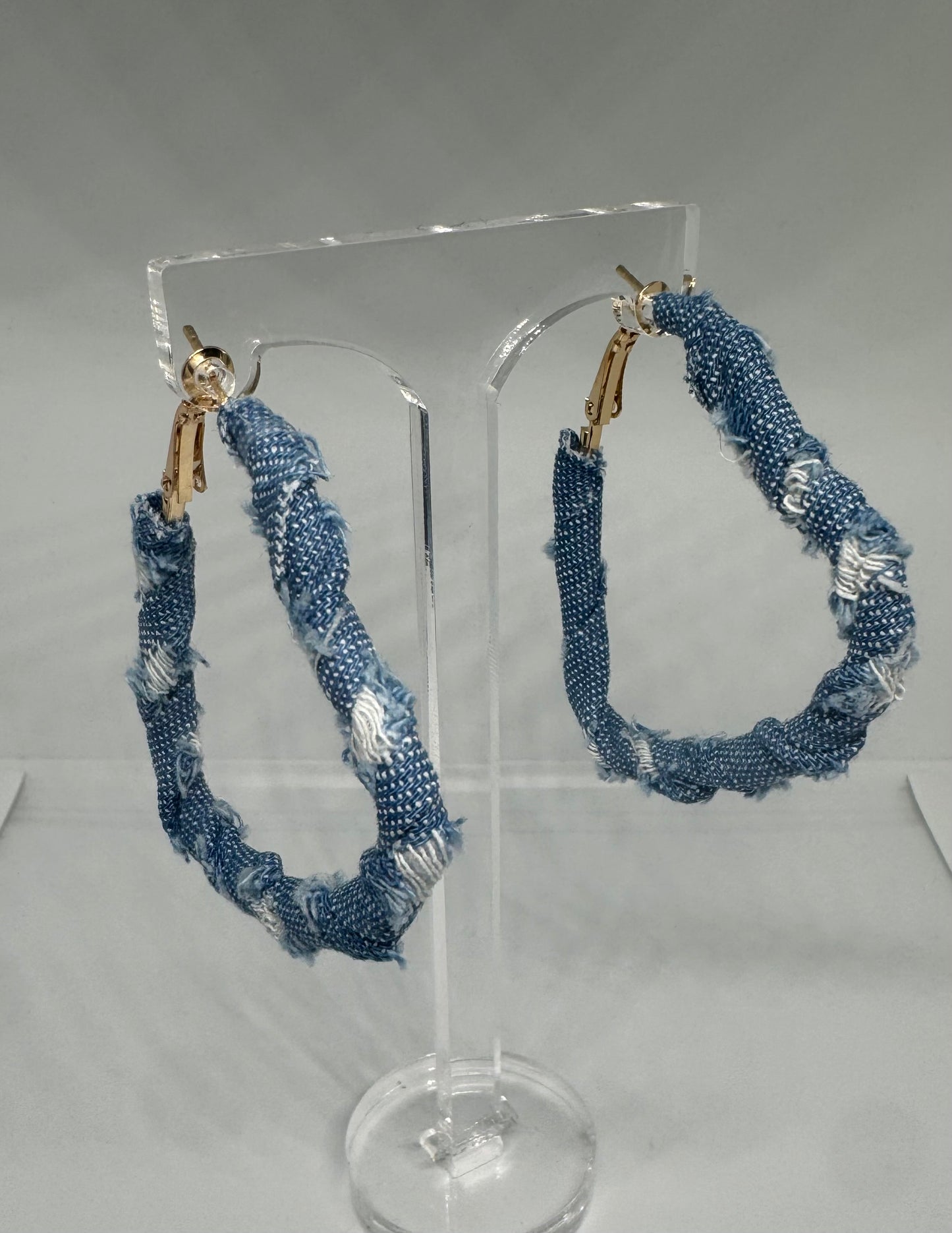 Denim Heart Shaped Earrings