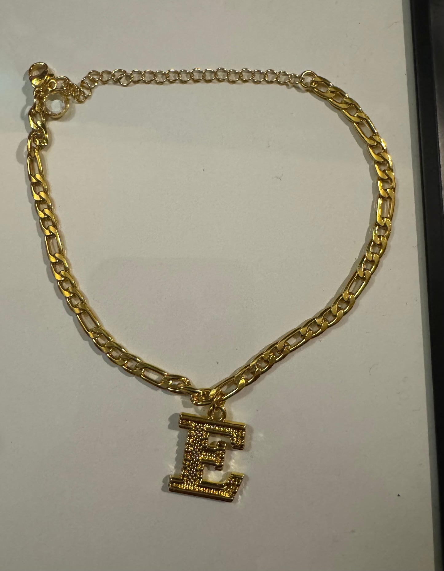 14k Gold Plated Anklet (Letter E)