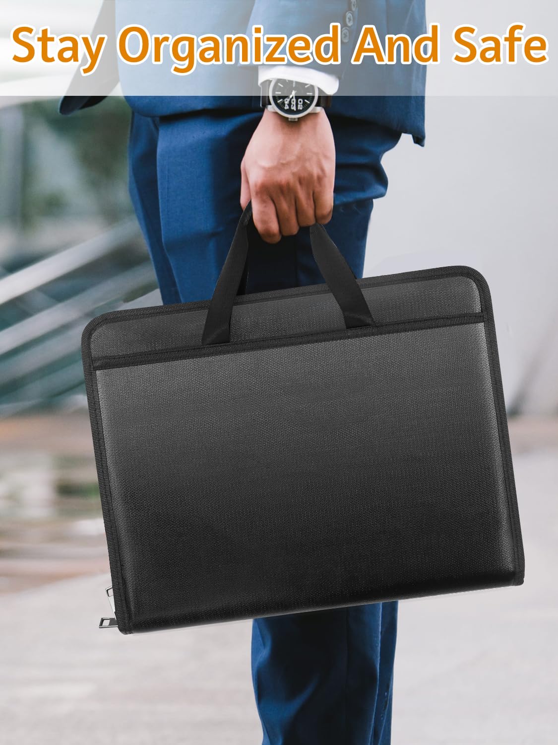 onvvippiv Important Document Organizer Folio Accordion File Organizer Fireproof Expanding File Folder Storage Box with Zipper Labels 13 Pockets for Business Office Receipt Travel