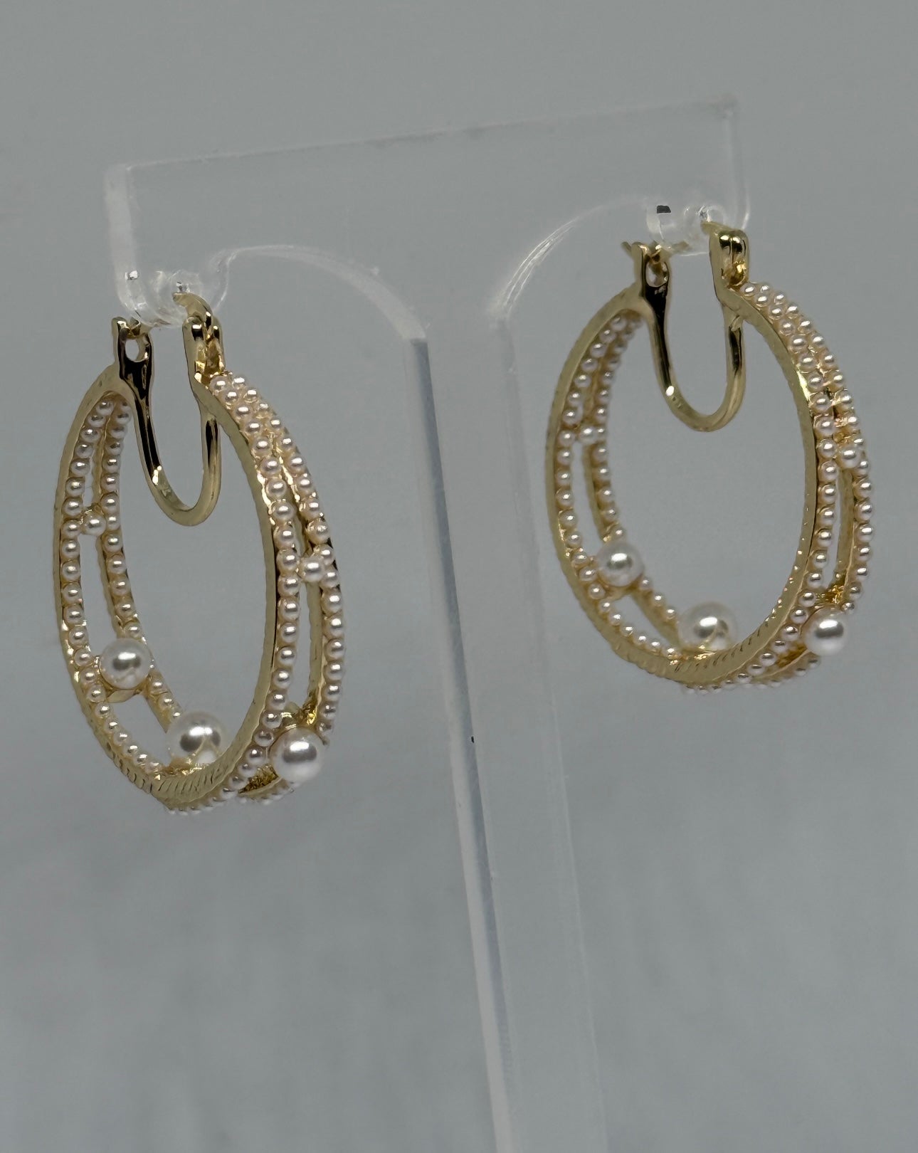 Double Hoops with Pearls