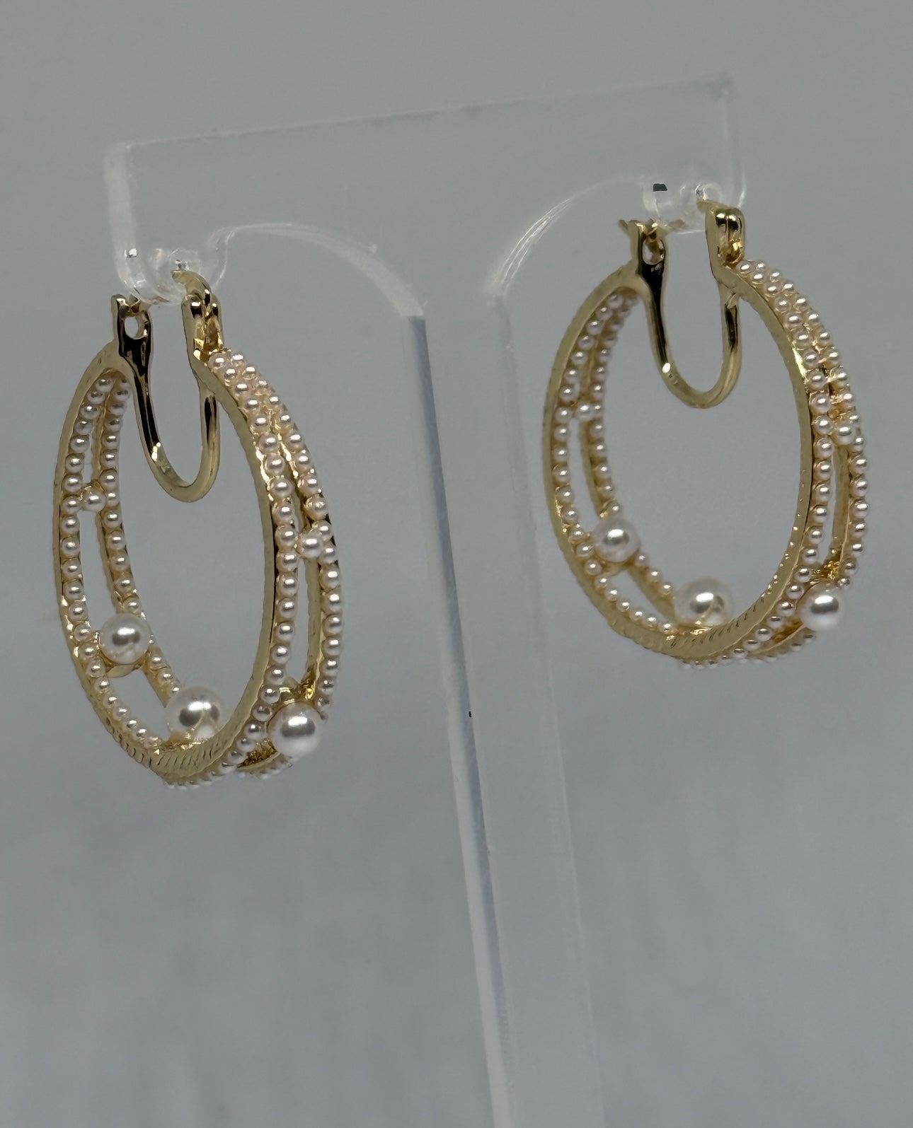 Double Hoops with Pearls
