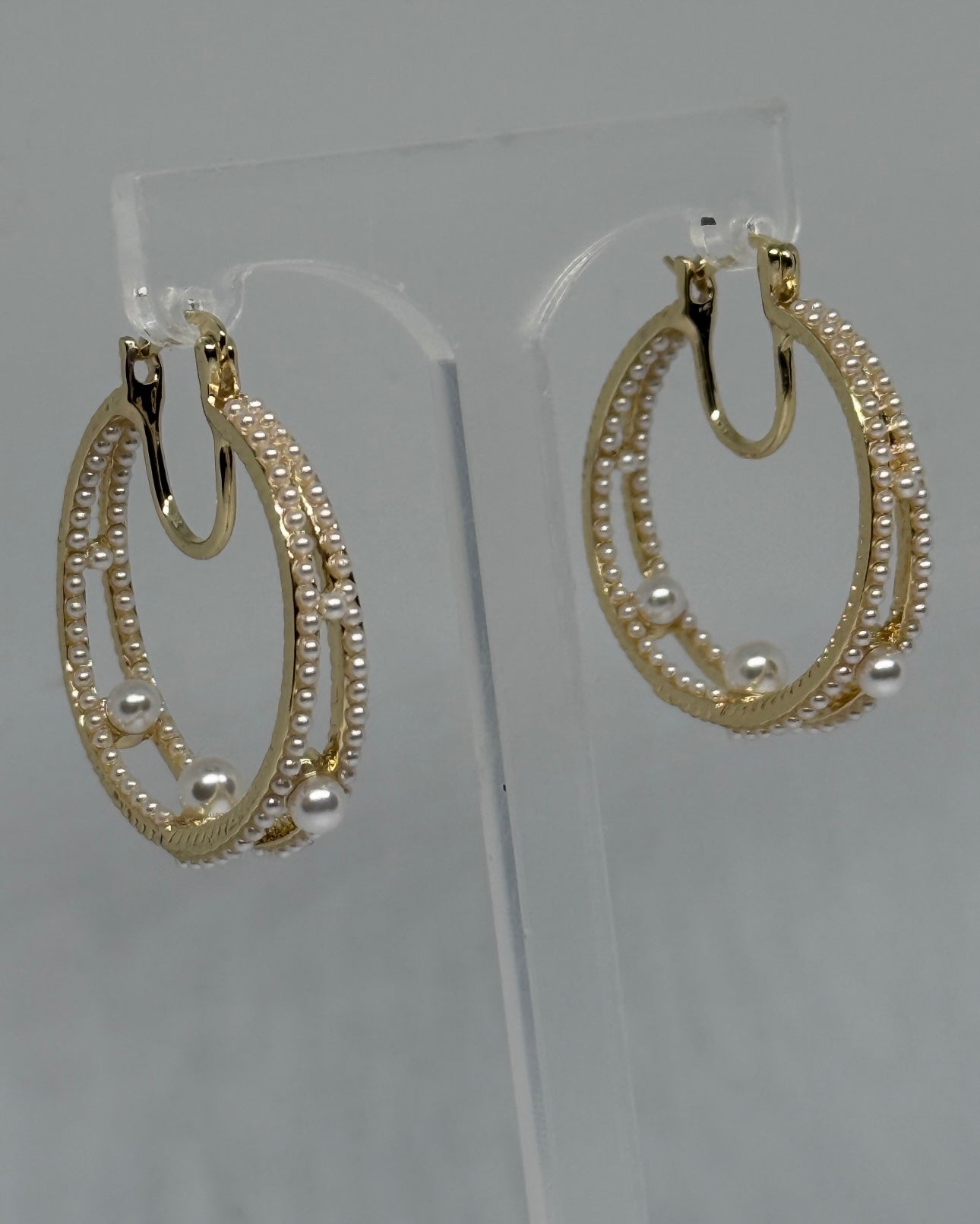 Double Hoops with Pearls