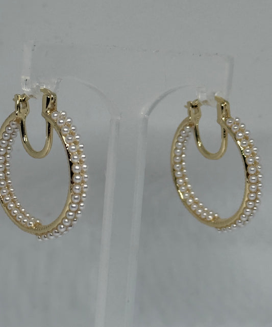 Small Pearl Hoops