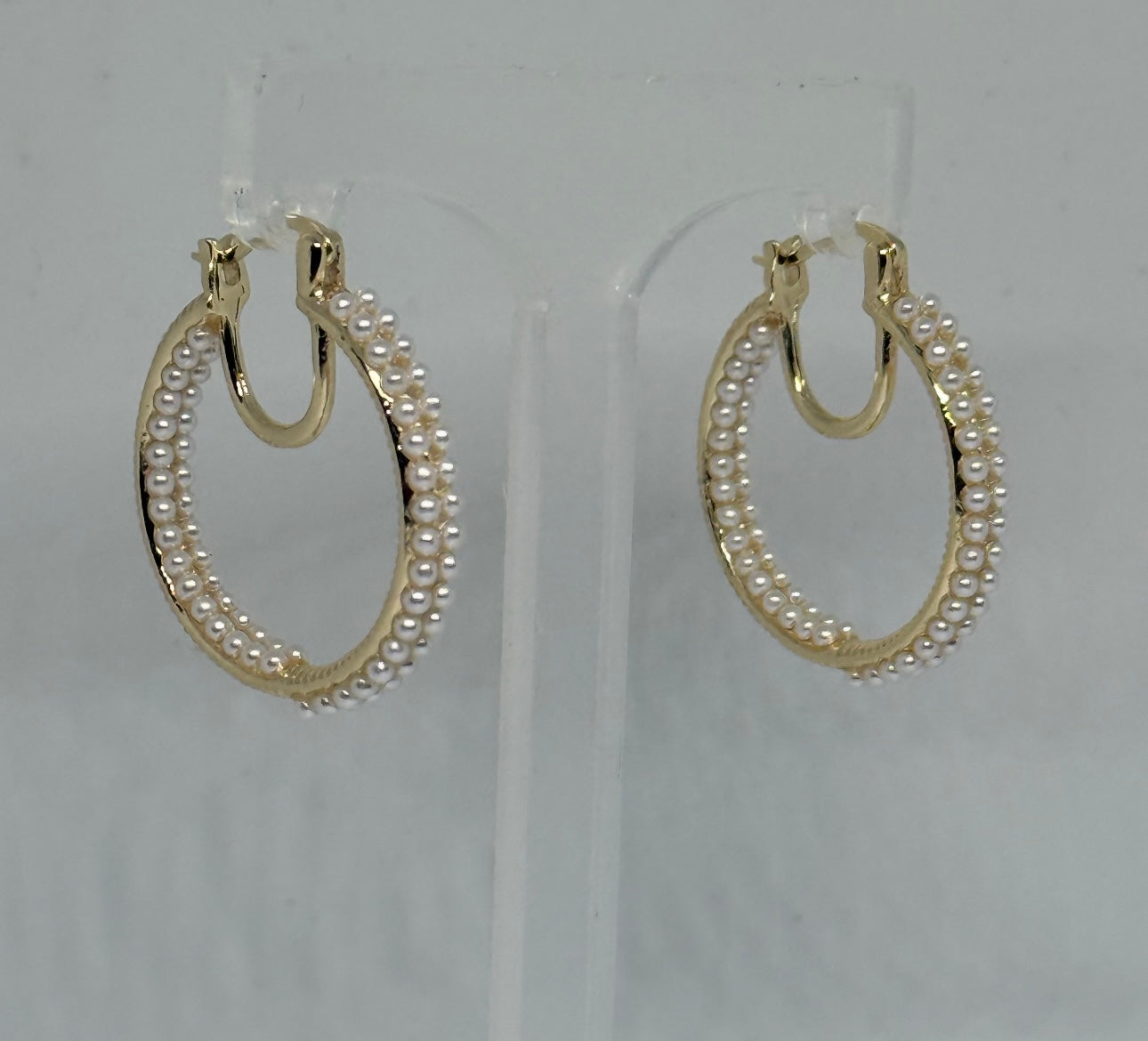 Small Pearl Hoops