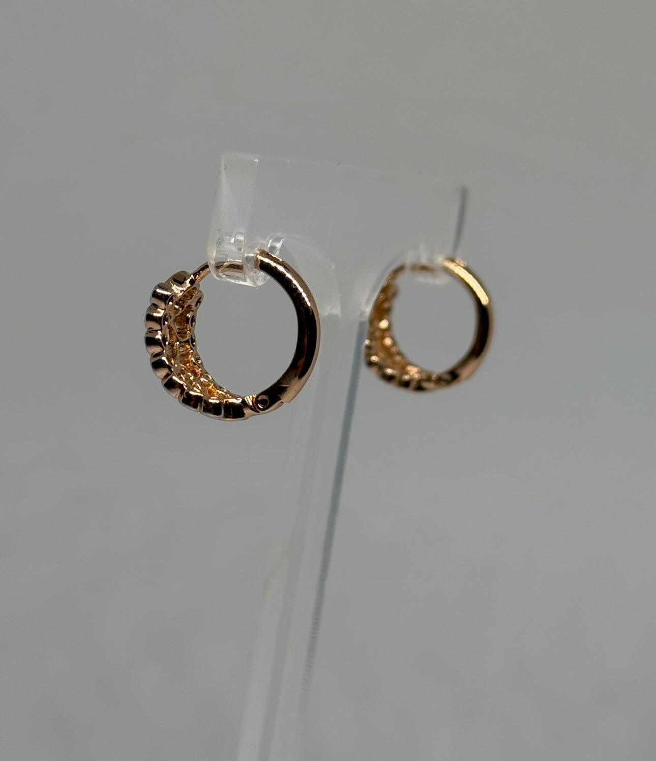 Two Toned Heart Huggies