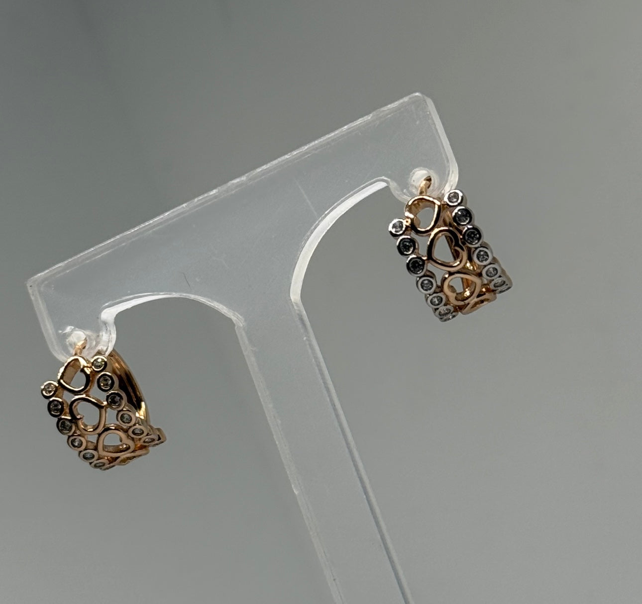 Two Toned Heart Huggies