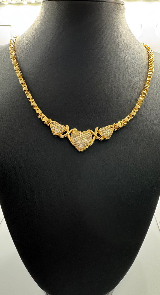 Large Xoxo Heart Neckalace Set