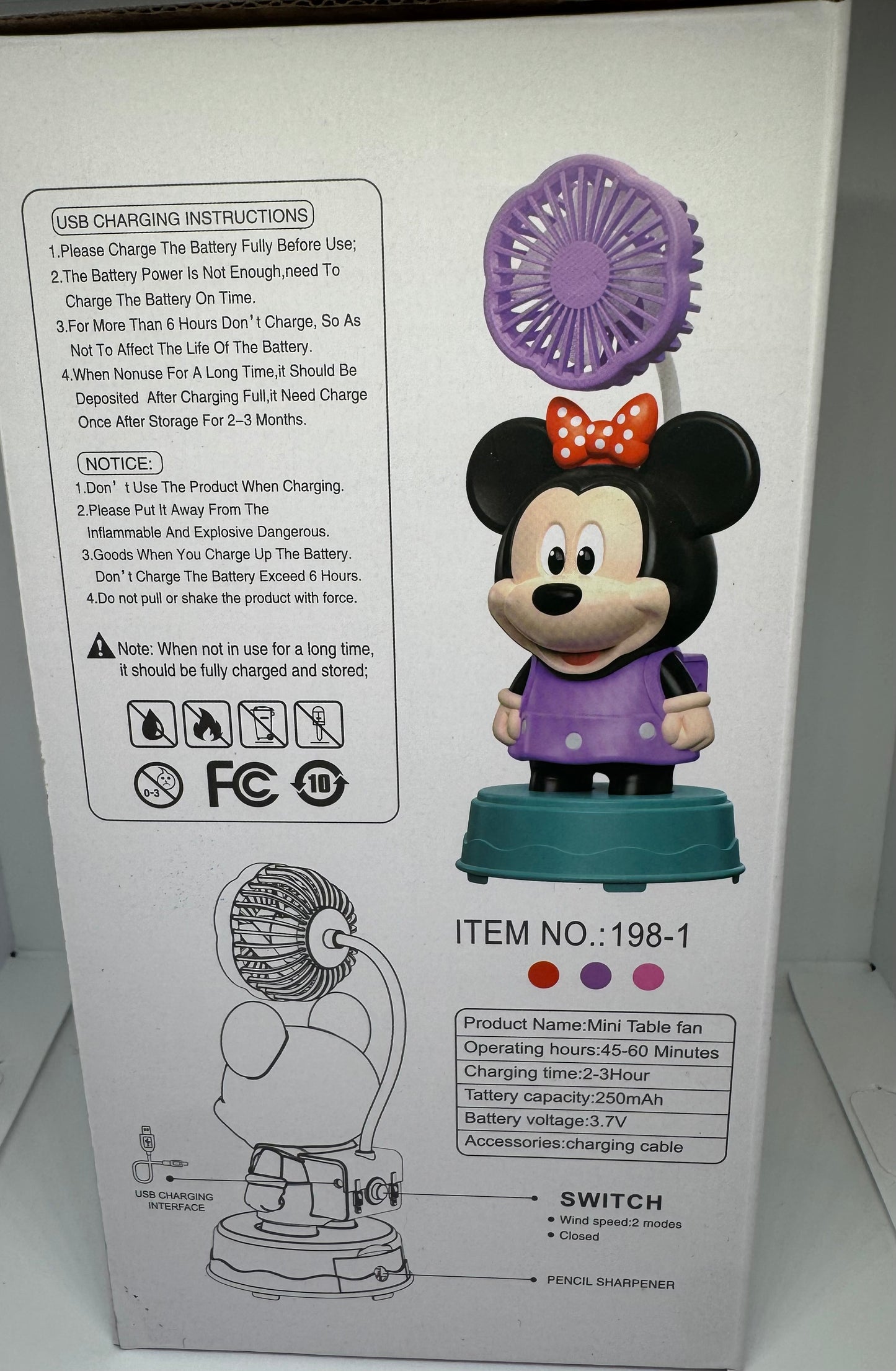 Mini Mickey Desk (Pink) Fan