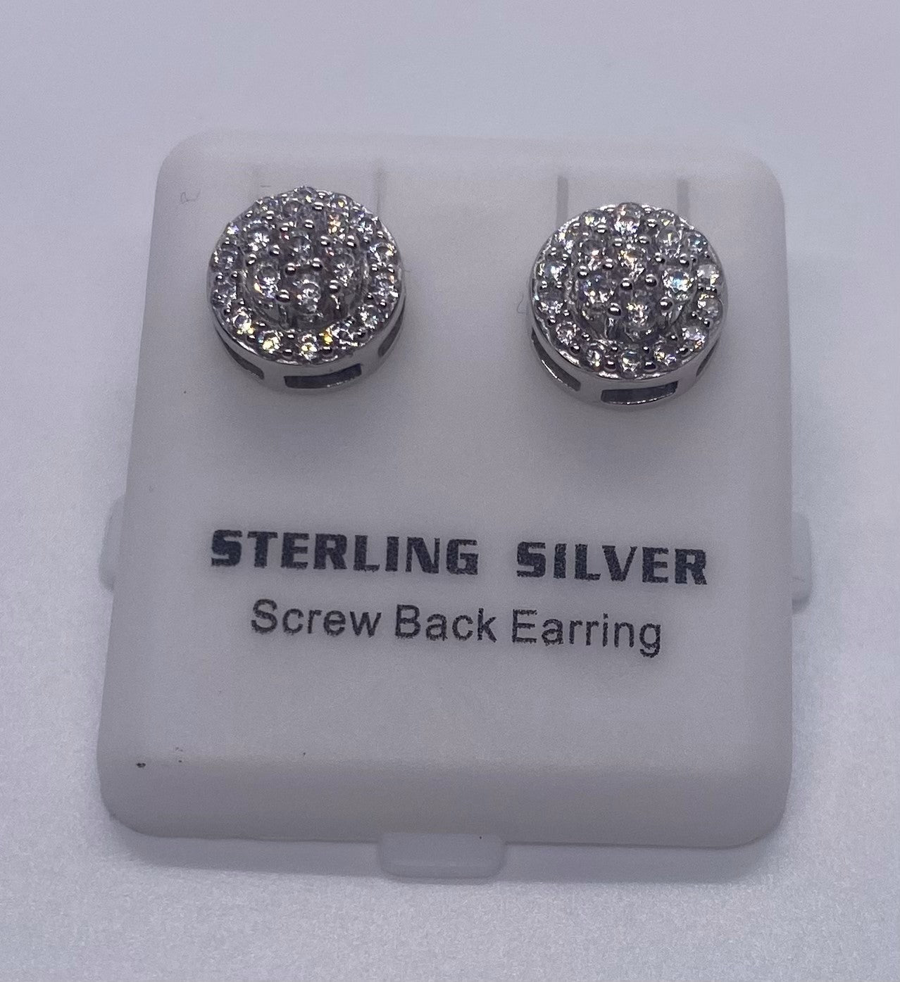 Sterling Silver Round Iced Out Studs